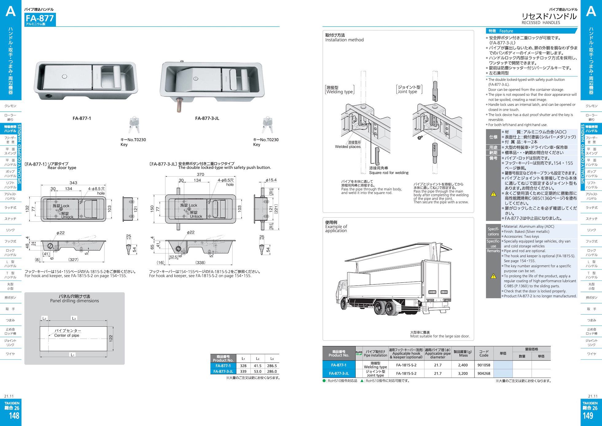 FA-877 RECESSED HANDLES catalogue manual