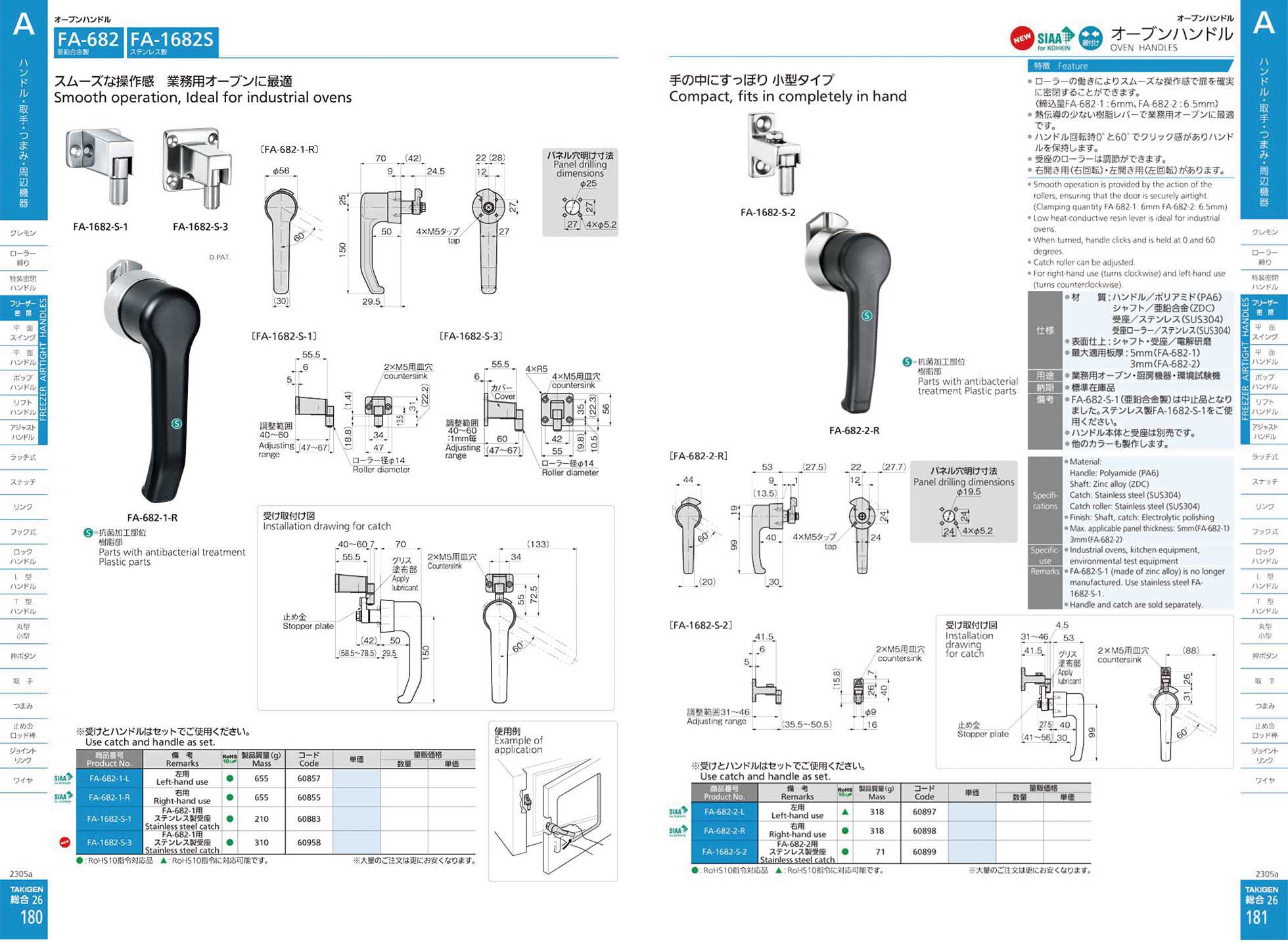 FA-682S OVEN HANDLES catalogue manual