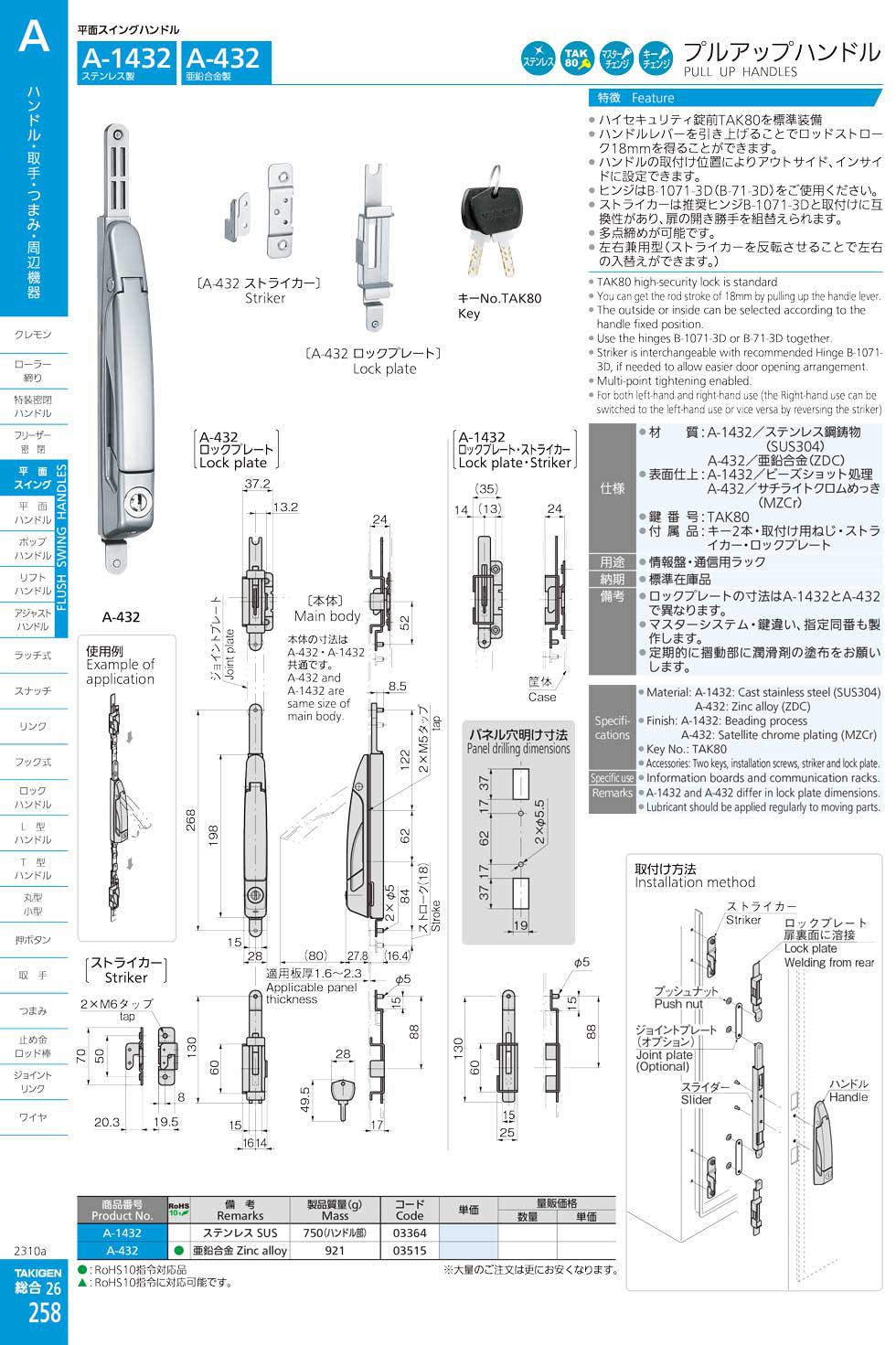 A-432 PULL UP HANDLES catalogue manual