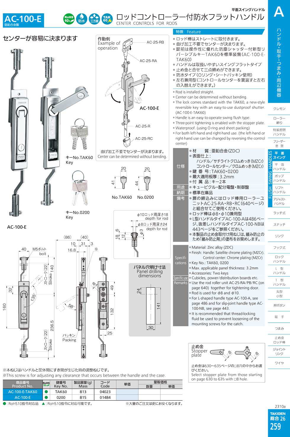 AC-100-E CENTER CONTROLS FOR RODS catalogue manual