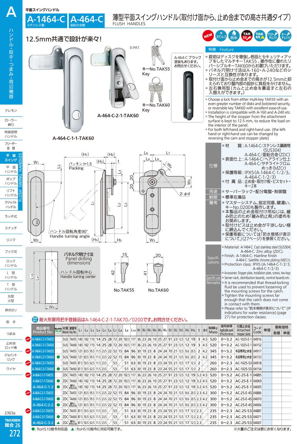 A-464-C FLUSH HANDLES catalogue manual