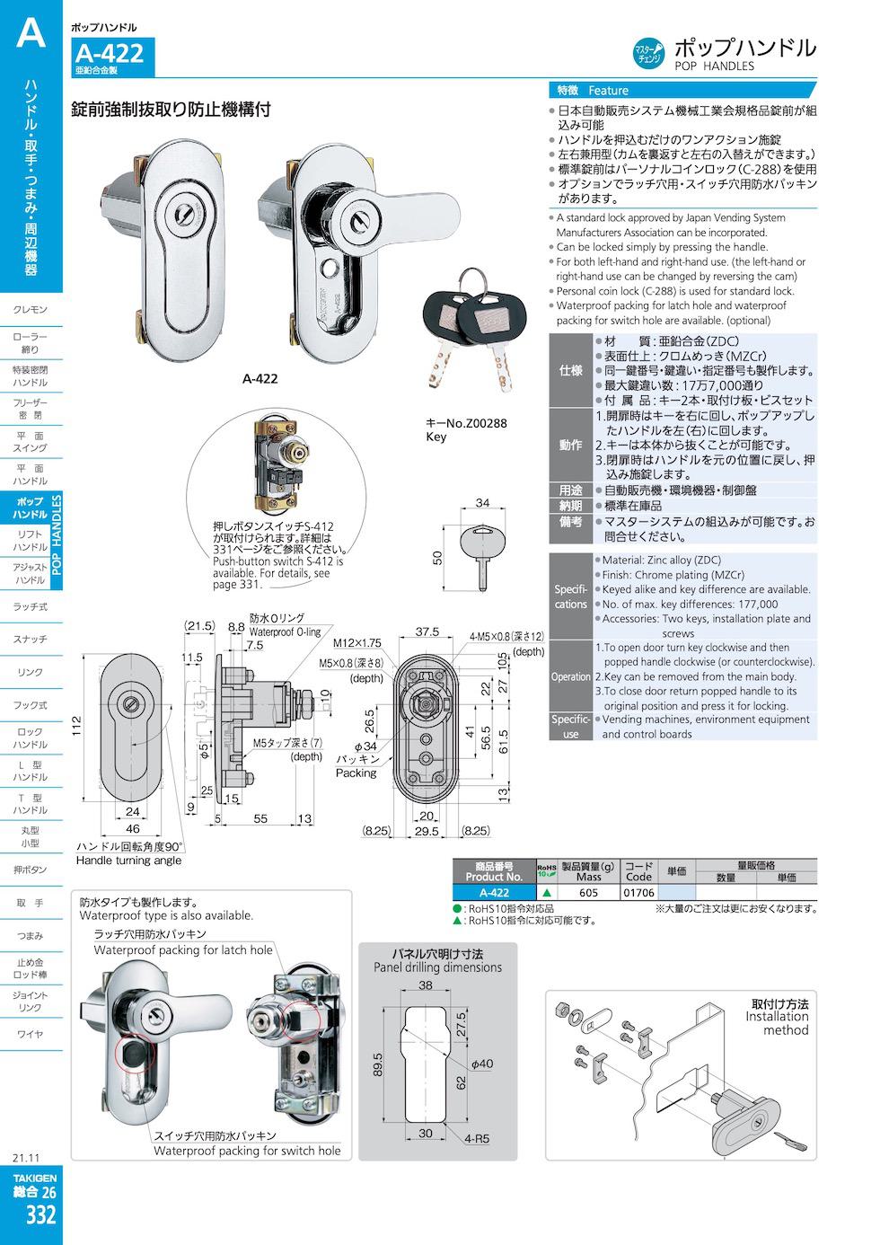 A-422 POP HANDLES catalogue manual