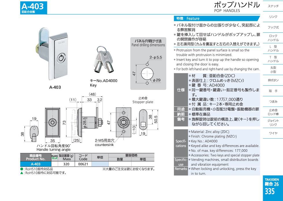 A-403 POP HANDLES catalogue manual