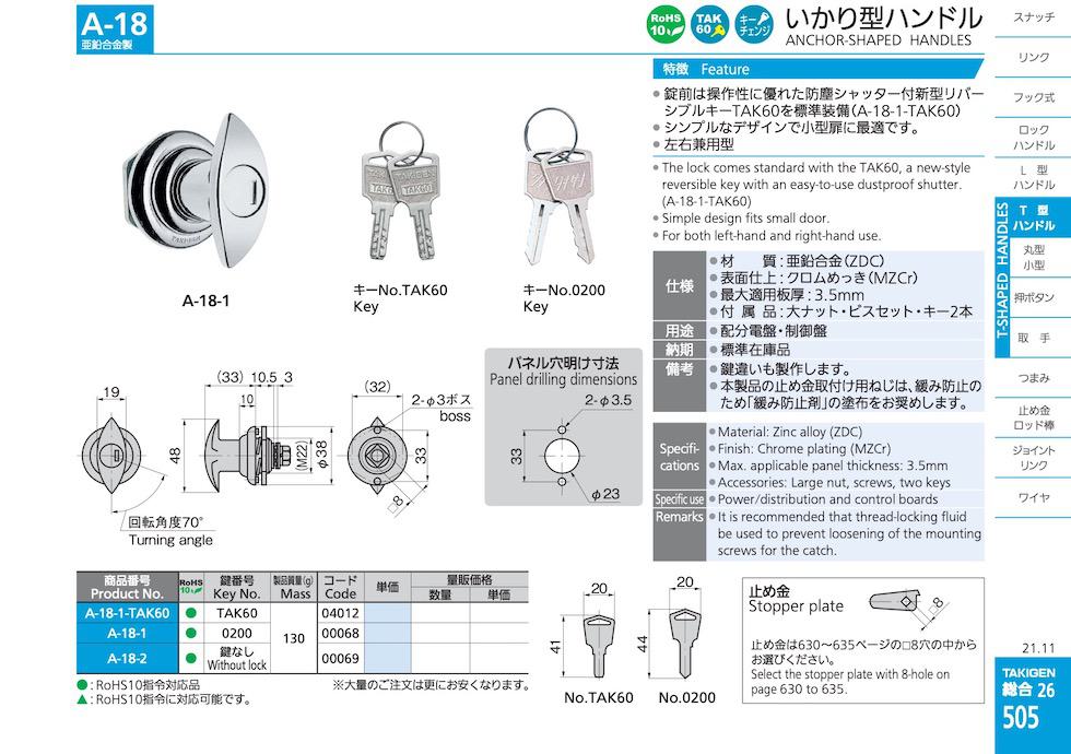 A-18 ANCHOR-SHAPED HANDLES catalogue manual