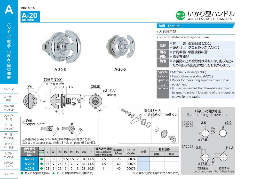A-20 ANCHOR-SHAPED HANDLES catalogue manual