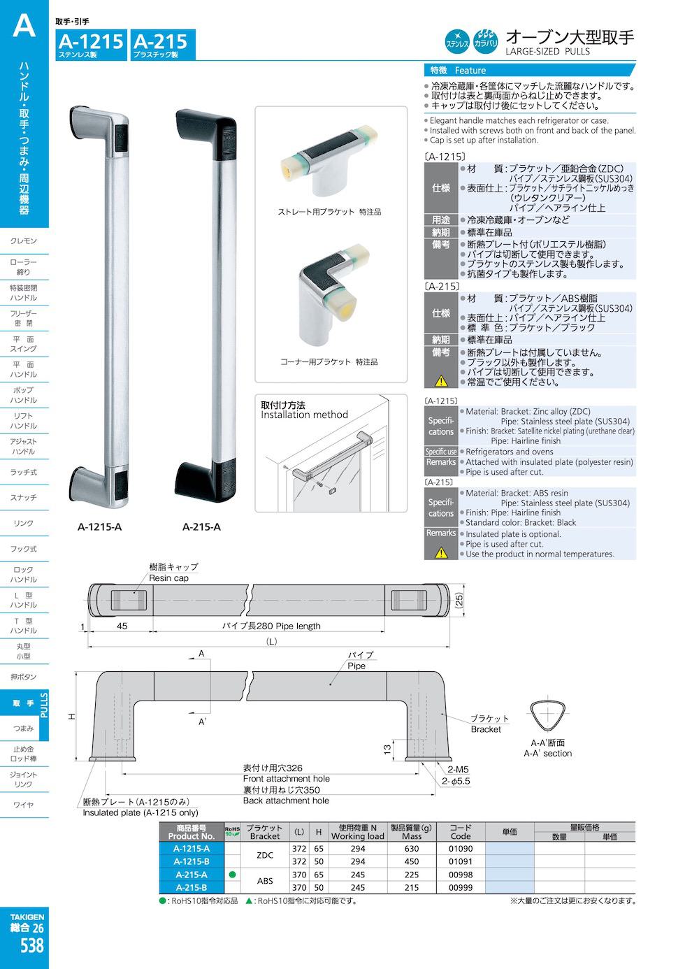 A-1215 LARGE-SIZED PULLS catalogue manual