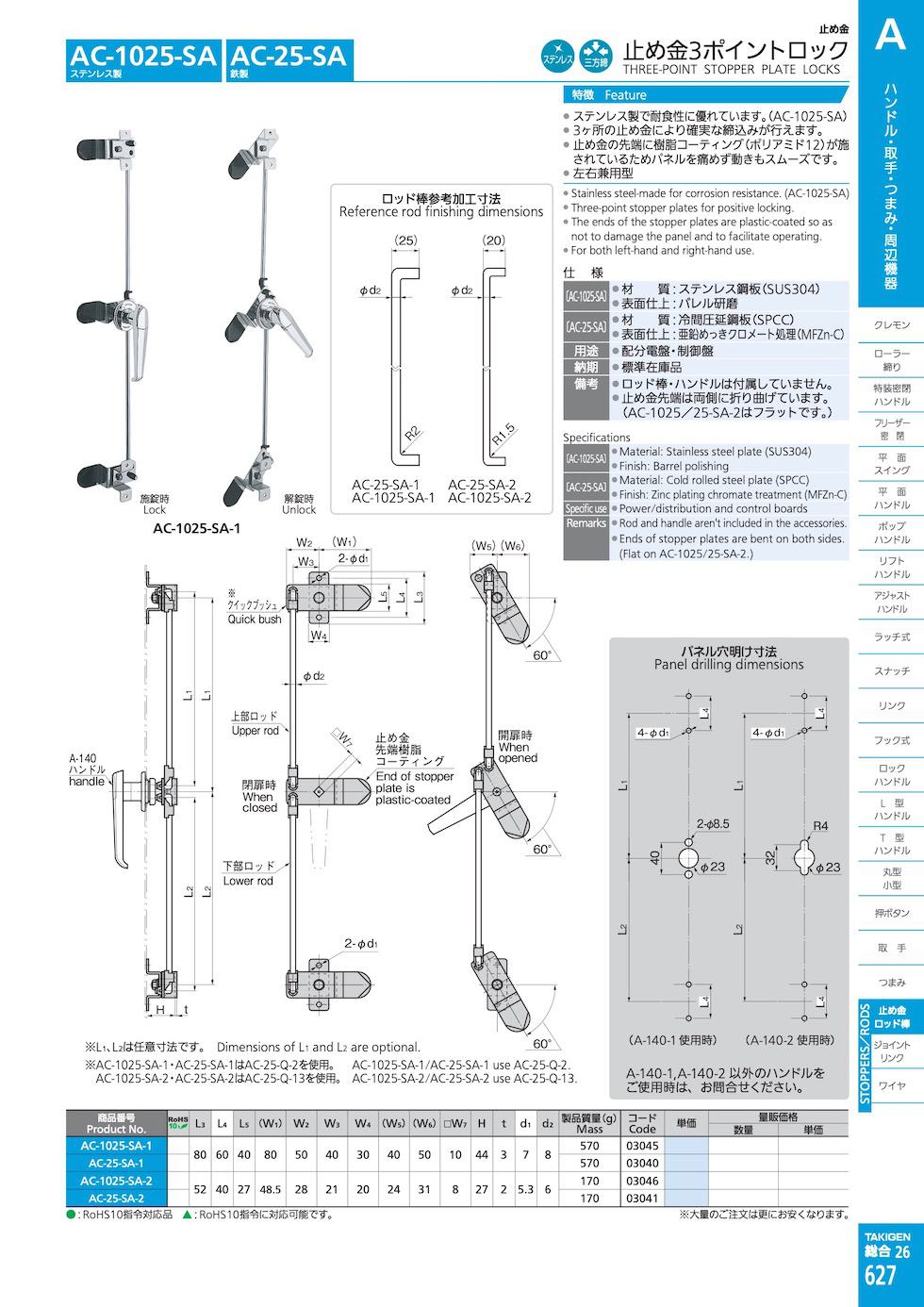 AC-25-SA THREE-POINT STOPPER PLATE LOCKS catalogue manual