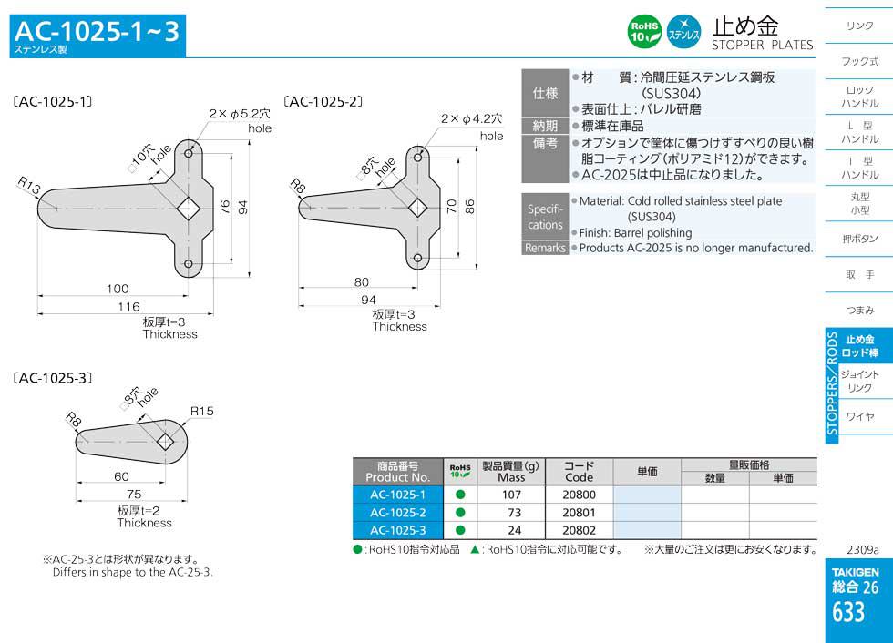 AC-1025-1 STOPPER PLATES catalogue manual