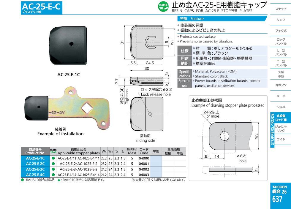 AC-25-E-C RESIN CAPS FOR AC-25-E STOPPER PLATES catalogue manual