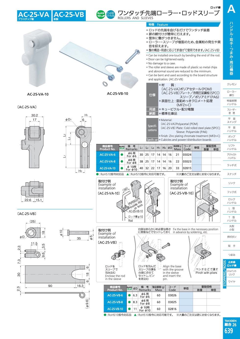 AC-25-VA ROLLERS AND SLEEVES catalogue manual