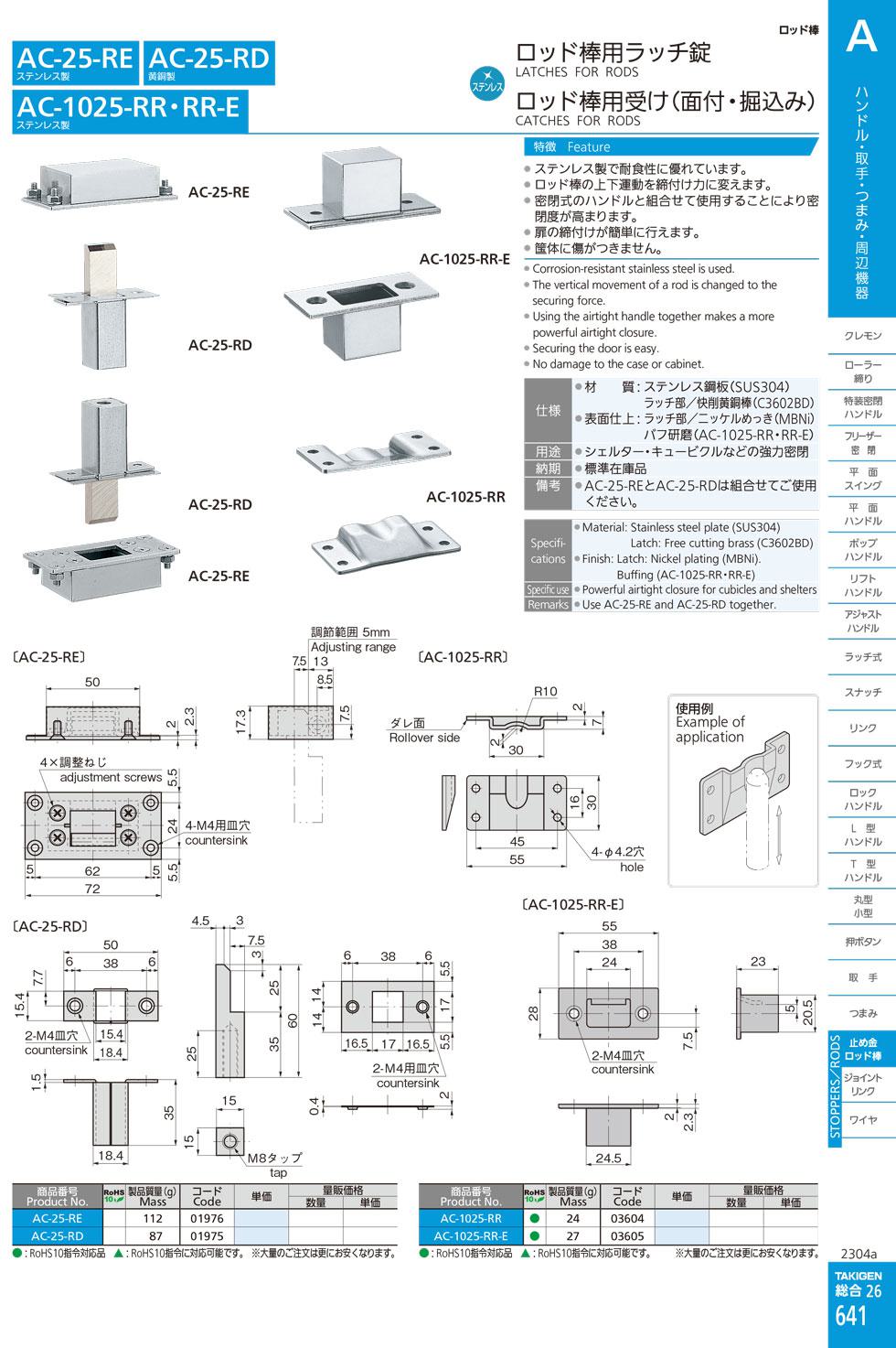 AC-25-RD LATCHES FOR RODS catalogue manual