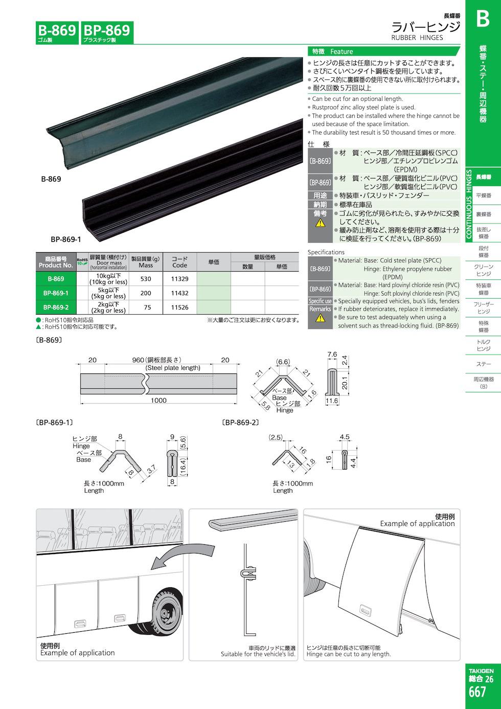 BP-869 RUBBER HINGES catalogue manual