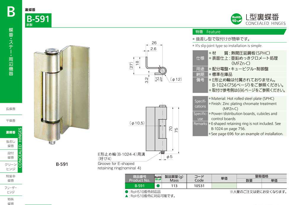 B-591 CONCEALED HINGES catalogue manual