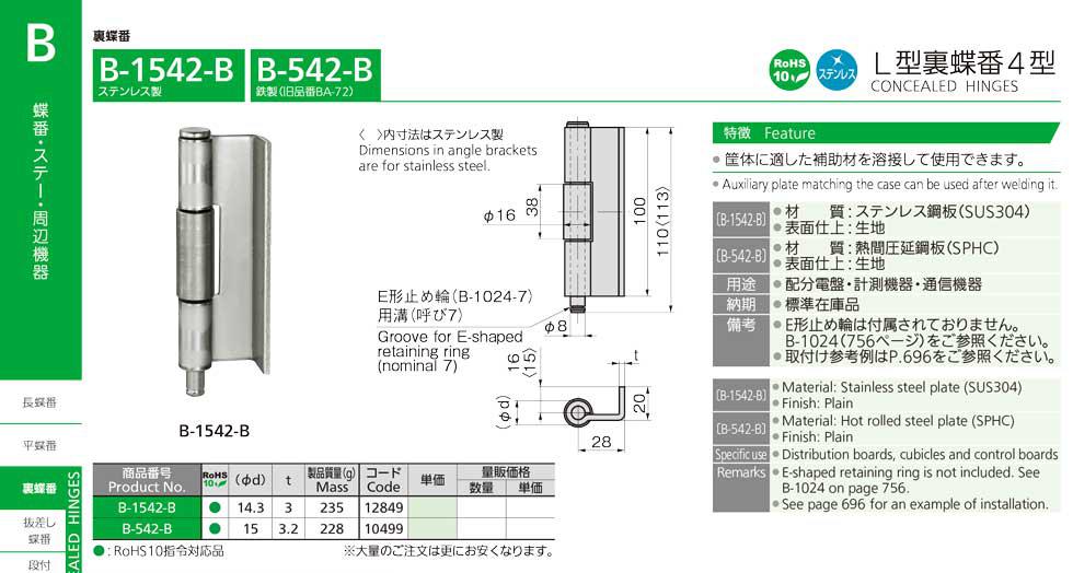 B-1542-B CONCEALED HINGES catalogue manual