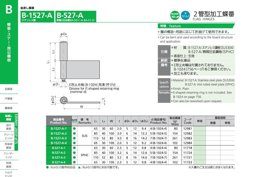 B-1527-A FLAG HINGES catalogue manual