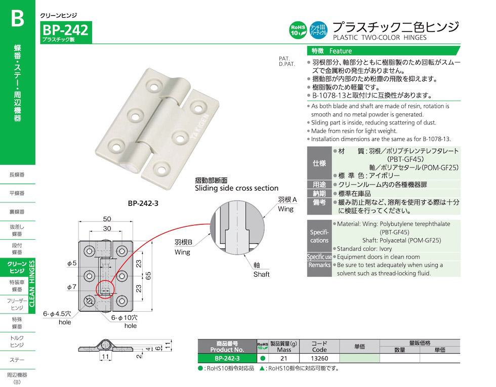 BP-242 PLASTIC TWO-COLOR HINGES catalogue manual