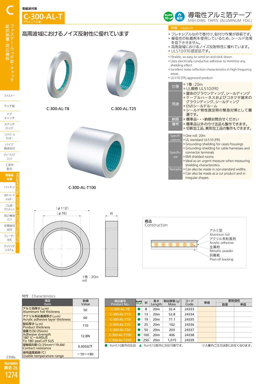 C-300-AL-T SHIELDING TAPES (ALUMINUM FOIL) catalogue manual