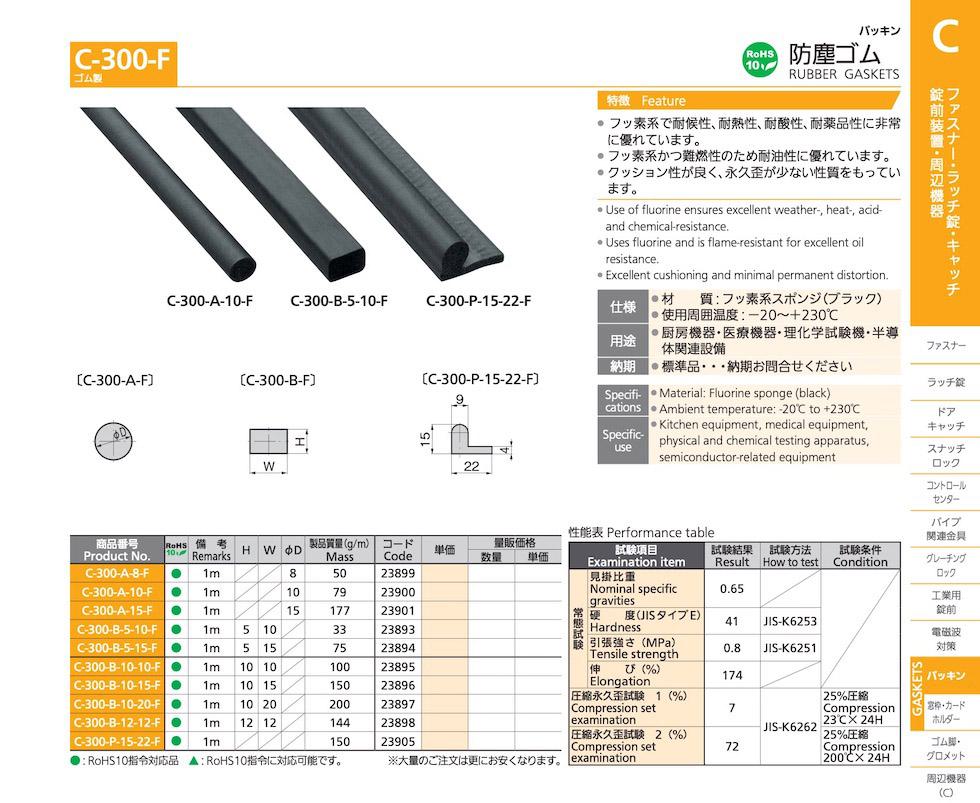 C-300-F RUBBER GASKETS catalogue manual