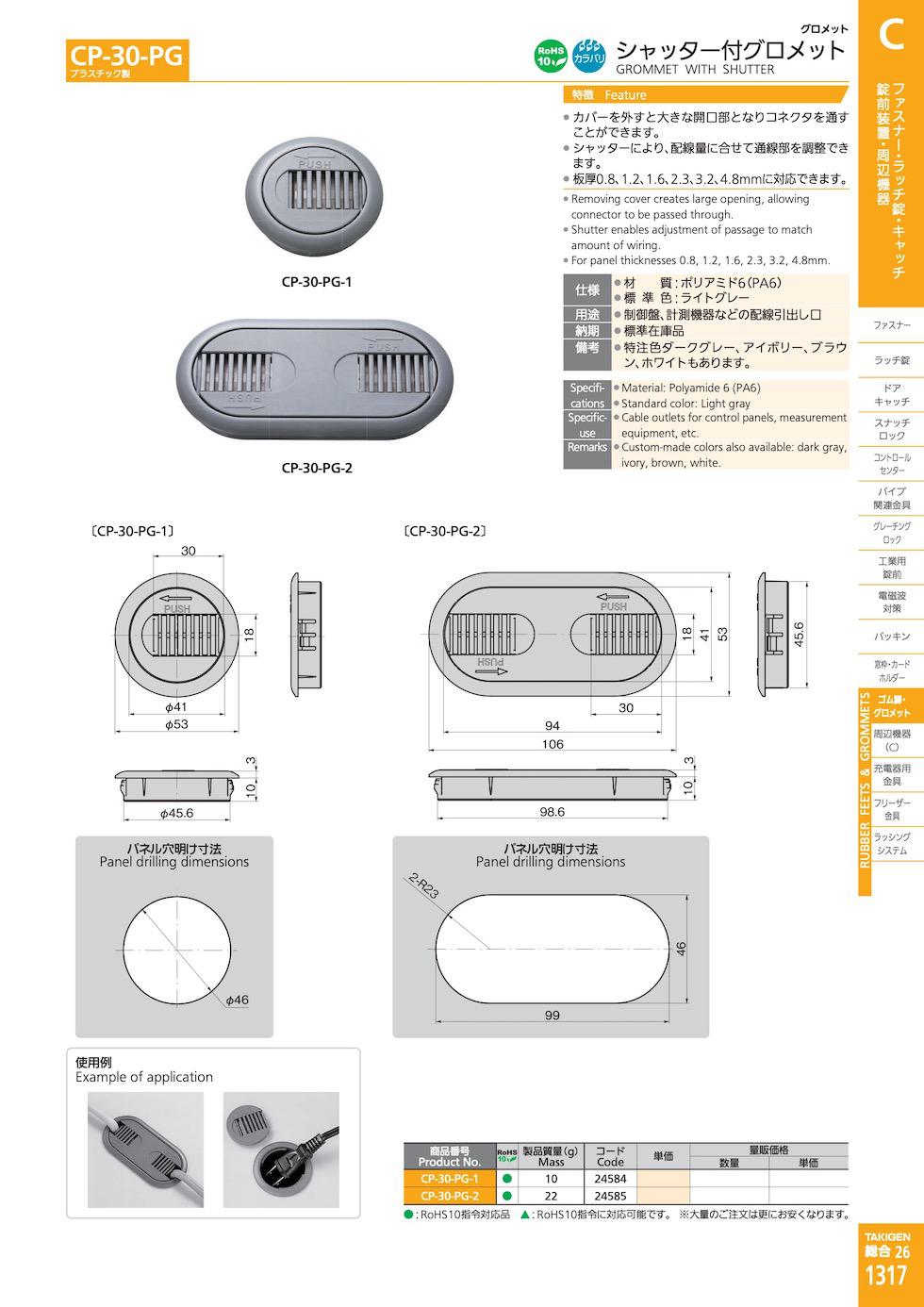 CP-30-PG GROMMET WITH SHUTTER catalogue manual