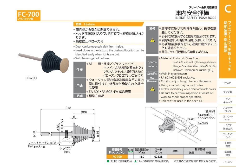 FC-700 INSIDE SAFETY PUSH-RODS catalogue manual