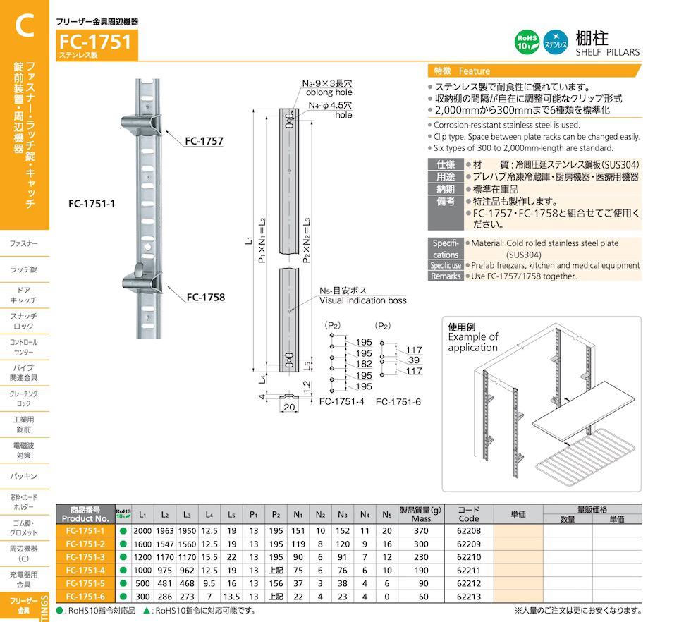 FC-1751 SHELF PILLARS catalogue manual