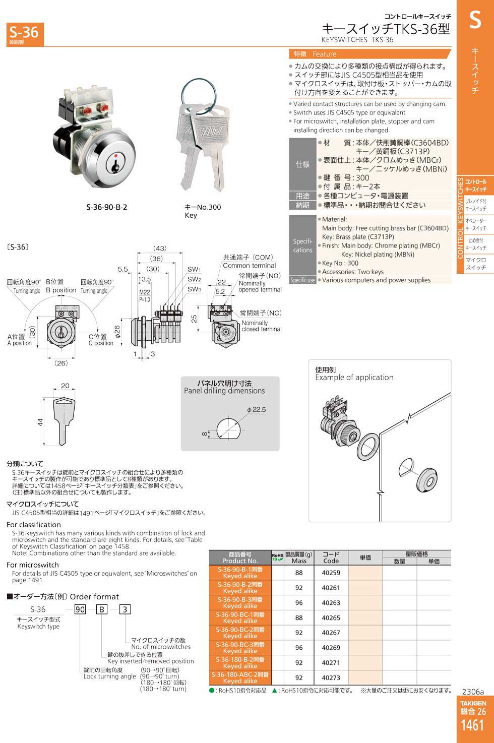 S-36 KEYSWITCHES TKS-36 catalogue manual