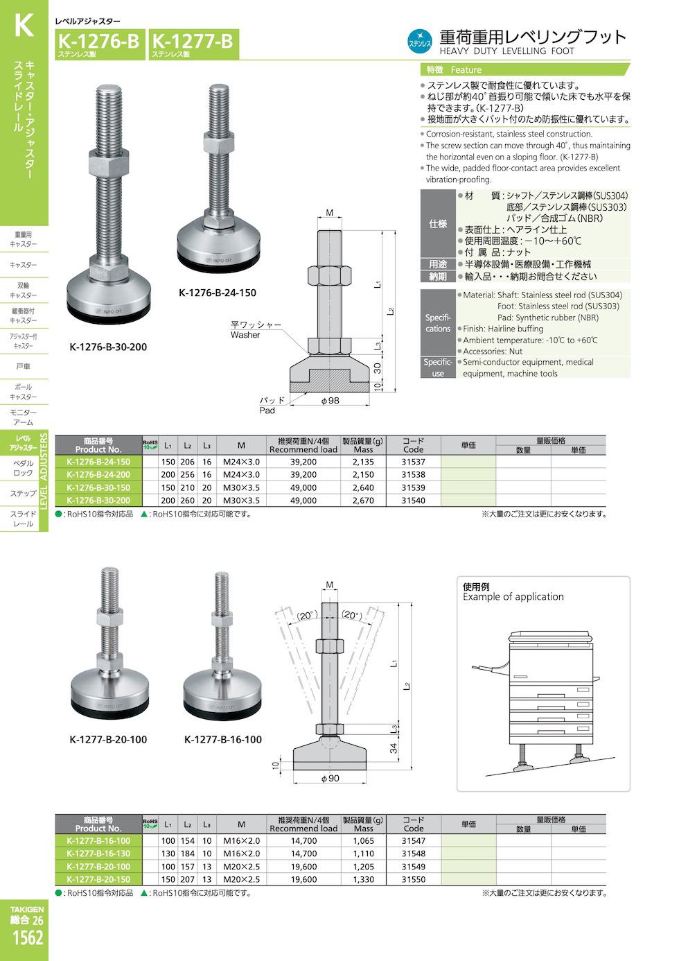 K-1277-B HEAVY DUTY LEVELLING FOOT catalogue manual