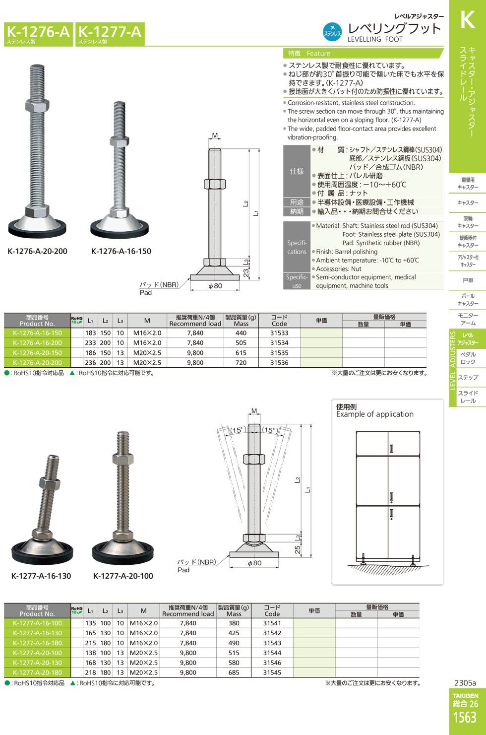 K-1277-A LEVELLING FOOT catalogue manual