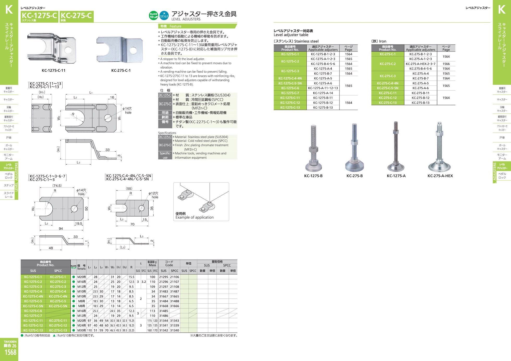 KC-1275-C LEVEL ADJUSTERS catalogue manual