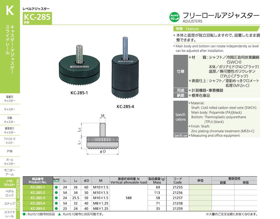 KC-285 ADJUSTERS catalogue manual