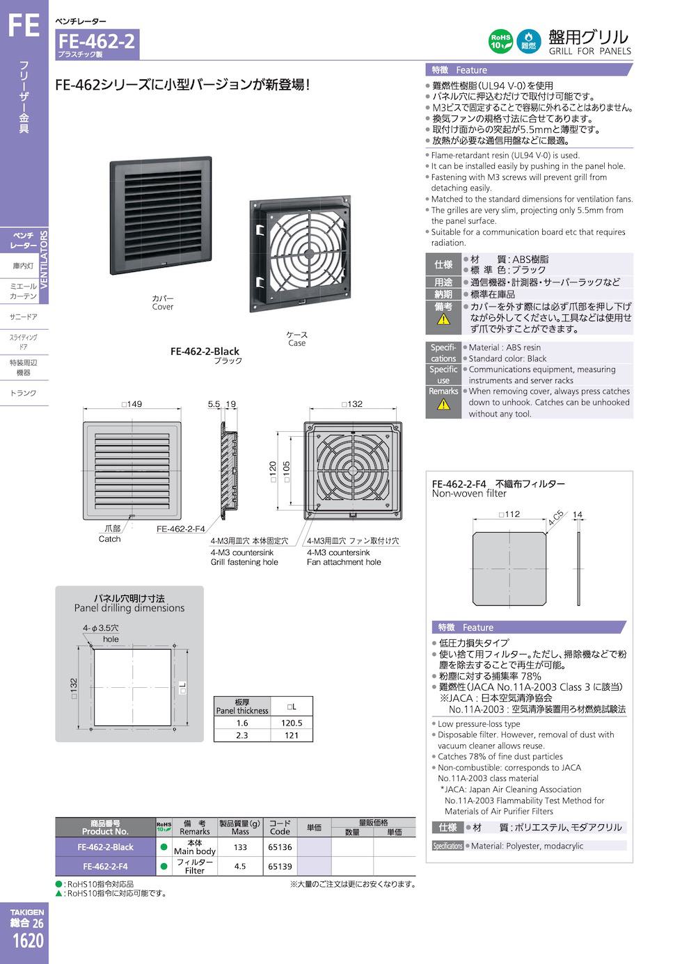 FE-462-2 GRILL FOR PANELS catalogue manual