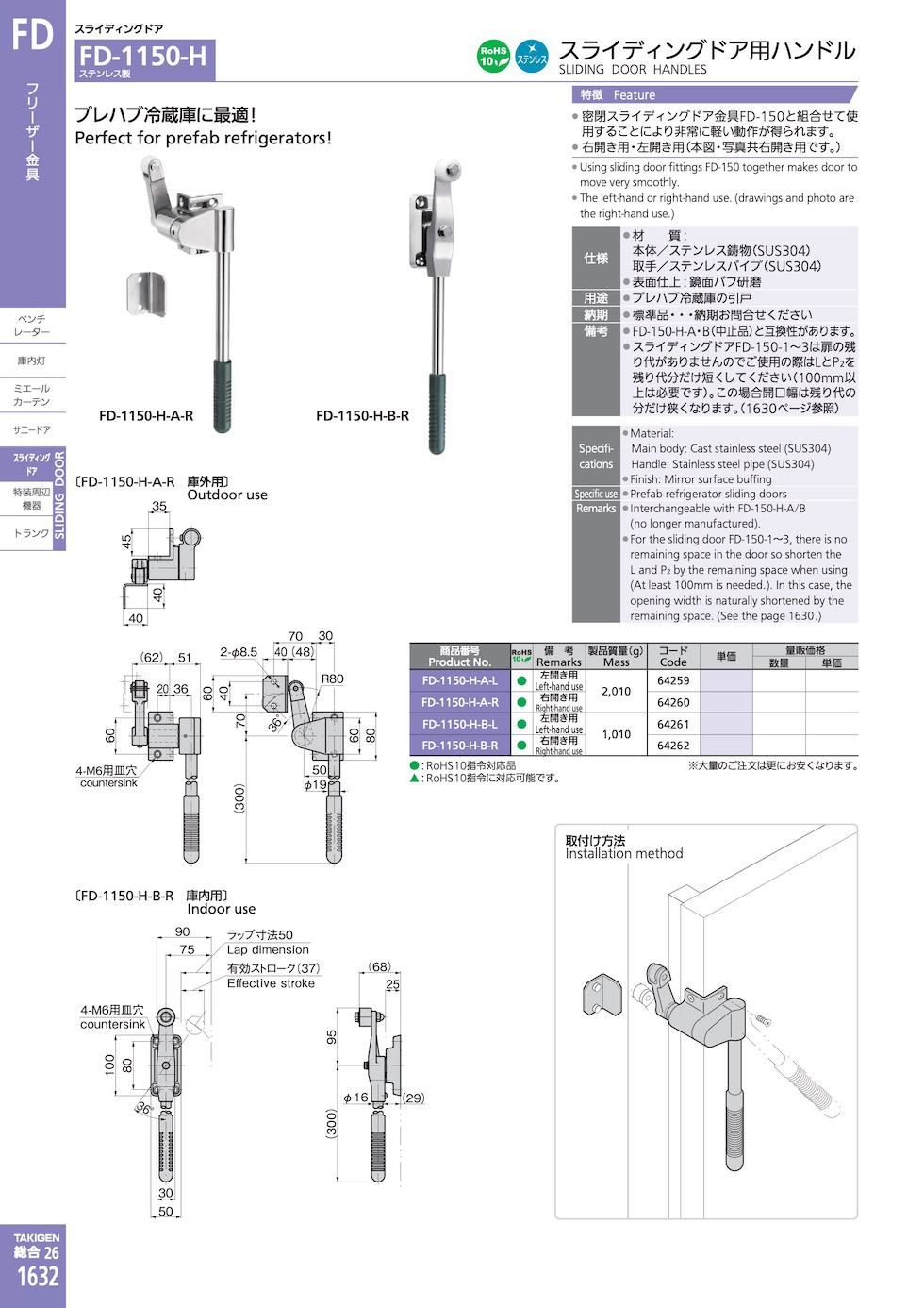 FD-1150-H SLIDING DOOR HANDLES catalogue manual